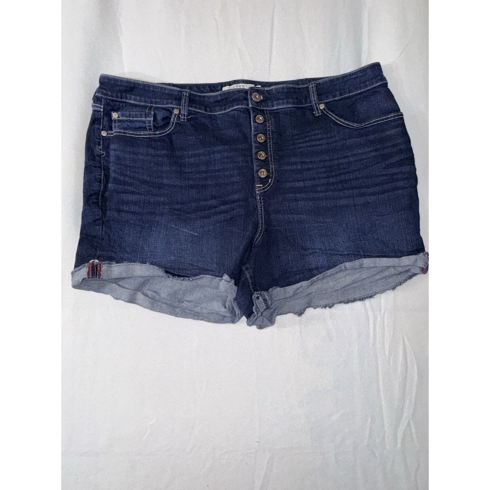 Torrid First To Fit Denim Shorts Blue Button Fly Size 24